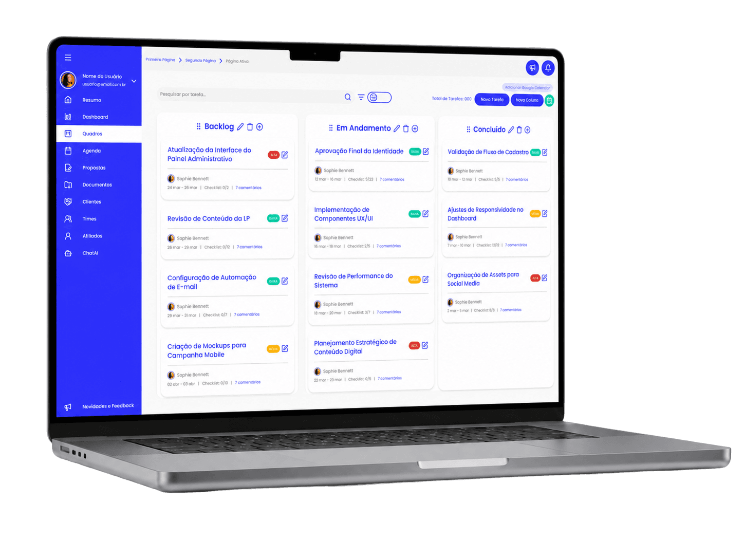 Painel de clientes do Gipyo